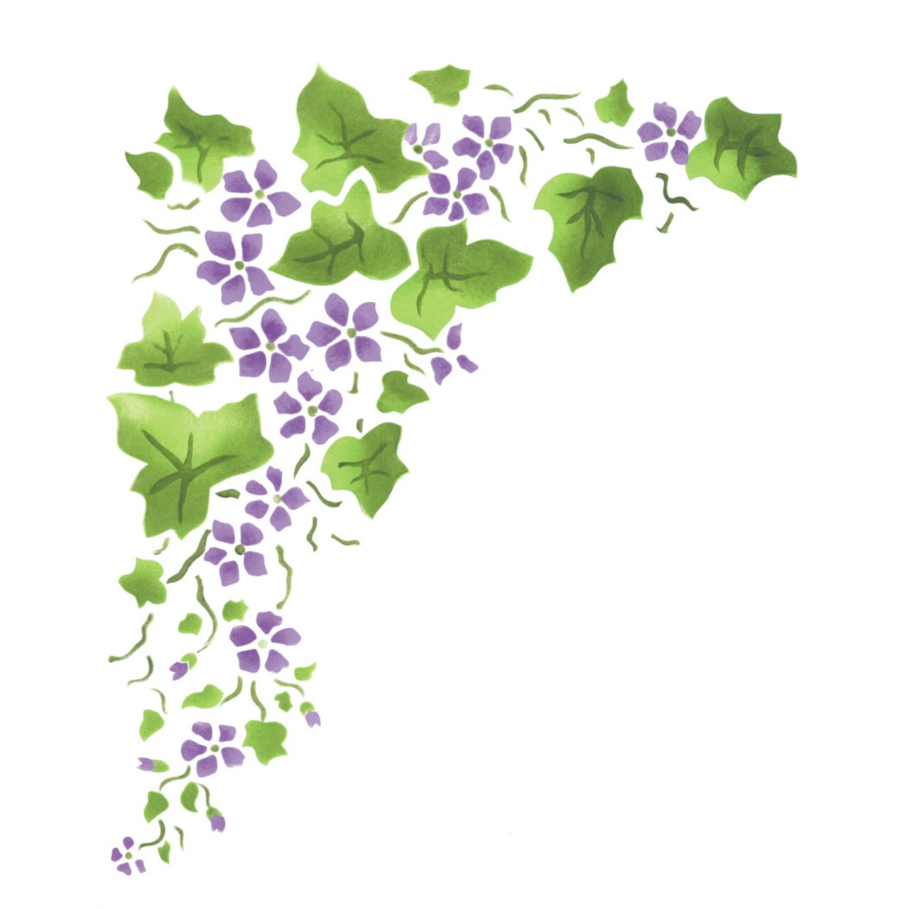 Large Corner Violet Ivy Wall Stencil | 950B by Designer Stencils | Floral Stencils | Reusable Art Craft Stencils for Painting on Walls, Canvas, Wood | Reusable Plastic Paint Stencil for Home Makeover | Easy to Use & Clean Art Stencil